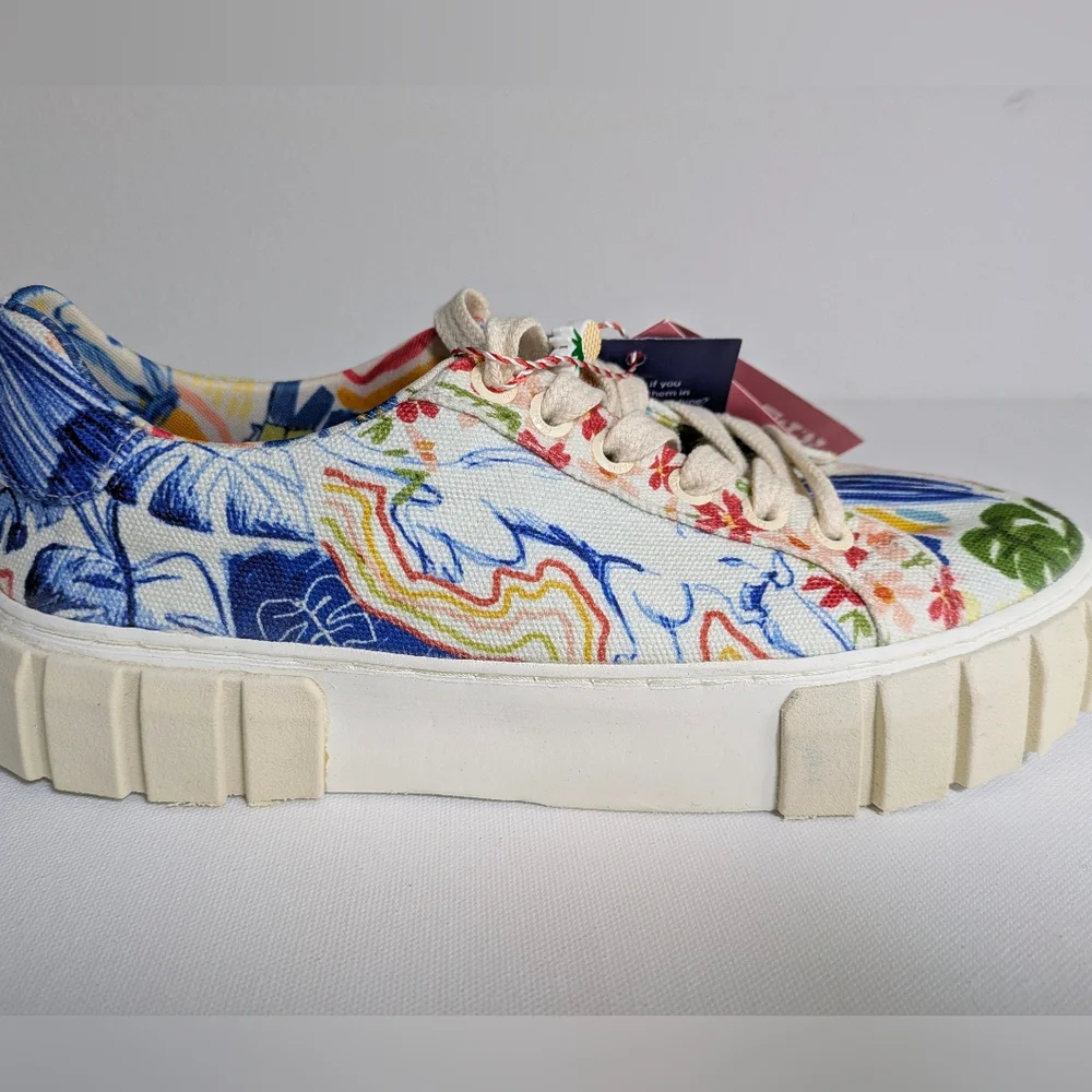 Farm Rio NEW Copacabana Flatform Sneakers size US 7 Women Floral Cotton Platform - Picture 4 of 11